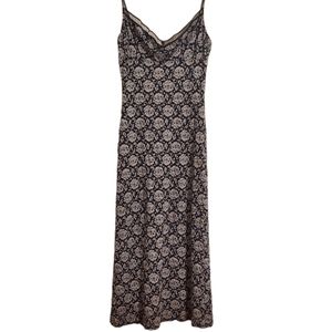 Cache Y2K L Black Rose Mesh Slip Dress Floral